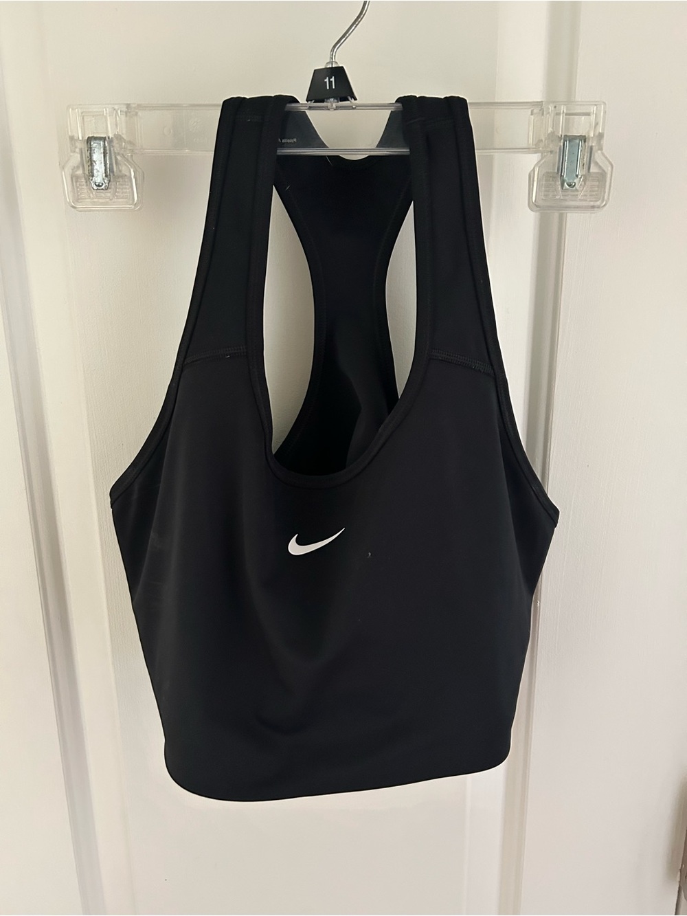 Nike Black Racerback Sports Bra with White Swoosh